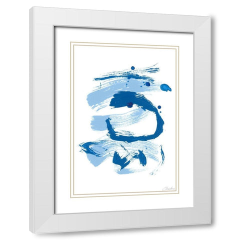 Blue Breeze III White Modern Wood Framed Art Print with Double Matting by Long, Christina