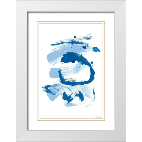 Blue Breeze III White Modern Wood Framed Art Print with Double Matting by Long, Christina