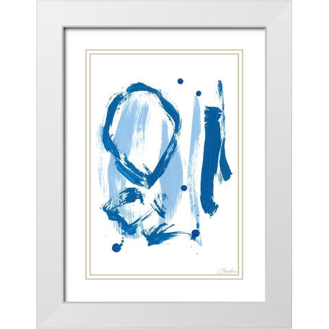 Blue Breeze IV White Modern Wood Framed Art Print with Double Matting by Long, Christina
