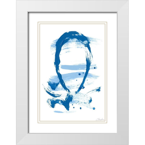 Blue Breeze VI White Modern Wood Framed Art Print with Double Matting by Long, Christina