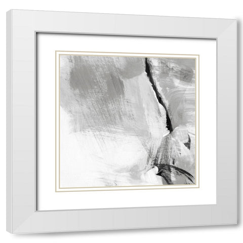 Soft Grey III White Modern Wood Framed Art Print with Double Matting by Long, Christina