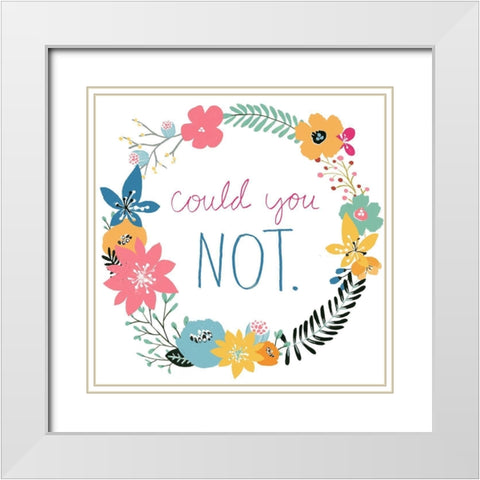 Snarky Florals VIII White Modern Wood Framed Art Print with Double Matting by Vess, June Erica