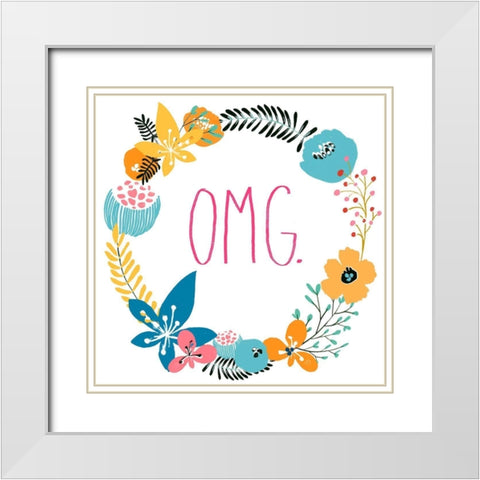 Snarky Florals X White Modern Wood Framed Art Print with Double Matting by Vess, June Erica