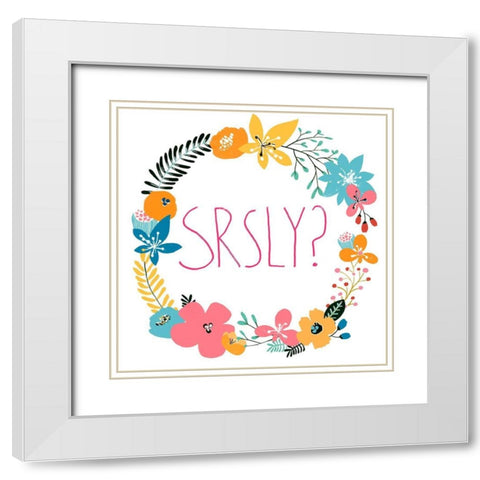 Snarky Florals XI White Modern Wood Framed Art Print with Double Matting by Vess, June Erica