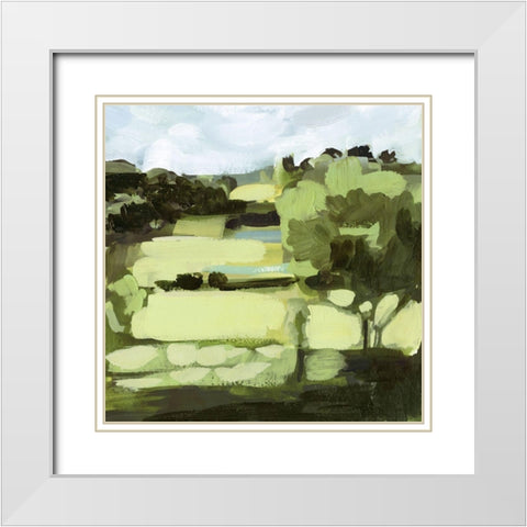 Verdant Daze I White Modern Wood Framed Art Print with Double Matting by Borges, Victoria