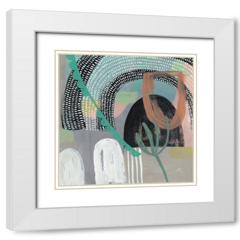 Ticker Tape I White Modern Wood Framed Art Print with Double Matting by Zarris, Chariklia