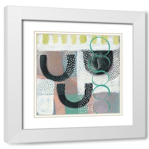 Ticker Tape III White Modern Wood Framed Art Print with Double Matting by Zarris, Chariklia