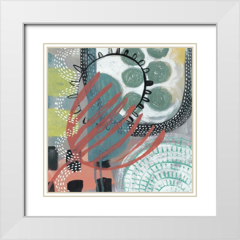 Ticker Tape IV White Modern Wood Framed Art Print with Double Matting by Zarris, Chariklia