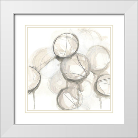 Neutral Lanterns I White Modern Wood Framed Art Print with Double Matting by Vess, June Erica