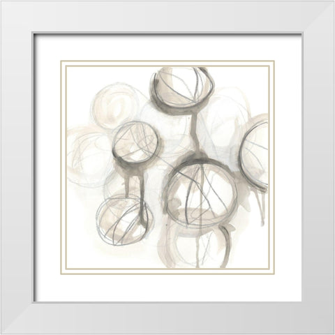 Neutral Lanterns III White Modern Wood Framed Art Print with Double Matting by Vess, June Erica