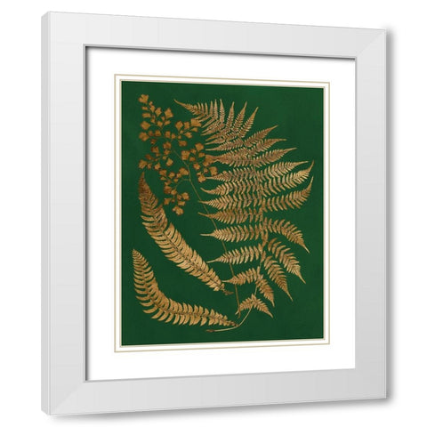 Gilded Ferns I White Modern Wood Framed Art Print with Double Matting by Vision Studio