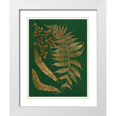 Gilded Ferns I White Modern Wood Framed Art Print with Double Matting by Vision Studio