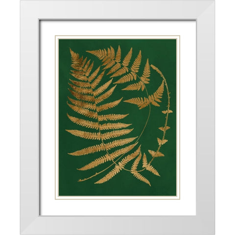 Gilded Ferns IV White Modern Wood Framed Art Print with Double Matting by Vision Studio