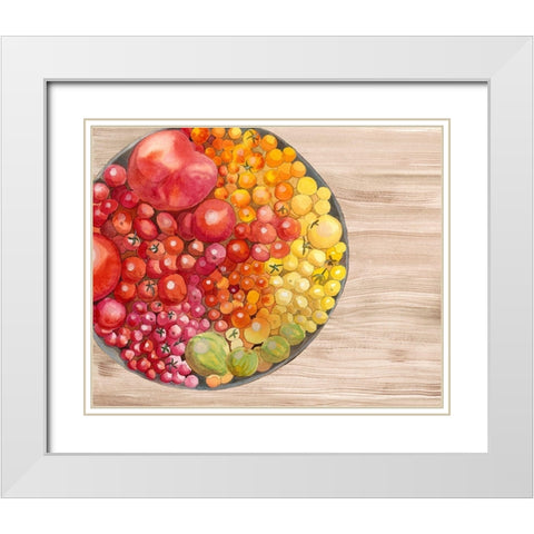 Bowls of Fruit I White Modern Wood Framed Art Print with Double Matting by Ludwig, Alicia