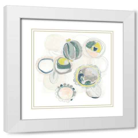 Floral Scumble II White Modern Wood Framed Art Print with Double Matting by Vess, June Erica