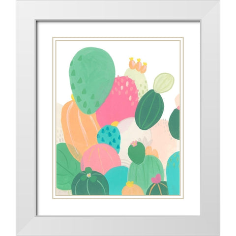 Cactus Confetti I White Modern Wood Framed Art Print with Double Matting by Vess, June Erica