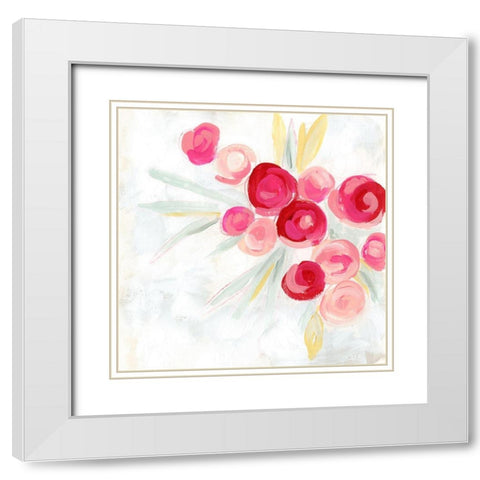 Rosebud Impression I White Modern Wood Framed Art Print with Double Matting by Vess, June Erica