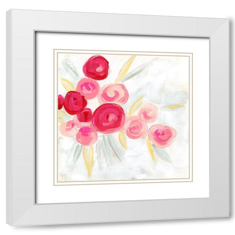 Rosebud Impression II White Modern Wood Framed Art Print with Double Matting by Vess, June Erica