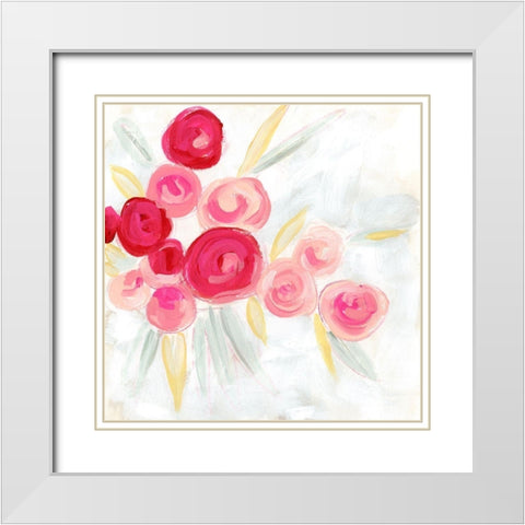 Rosebud Impression II White Modern Wood Framed Art Print with Double Matting by Vess, June Erica