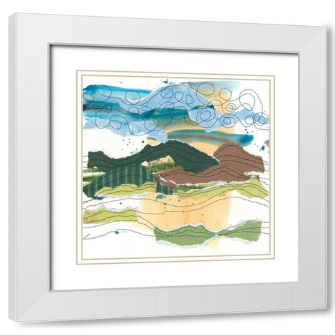 Stitched Landscape I White Modern Wood Framed Art Print with Double Matting by Moore, Regina