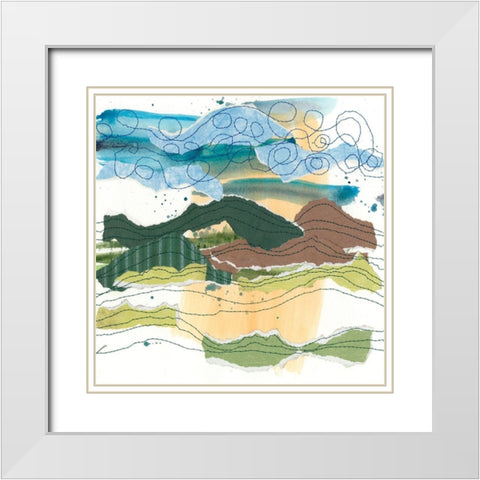 Stitched Landscape I White Modern Wood Framed Art Print with Double Matting by Moore, Regina