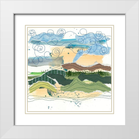 Stitched Landscape III White Modern Wood Framed Art Print with Double Matting by Moore, Regina