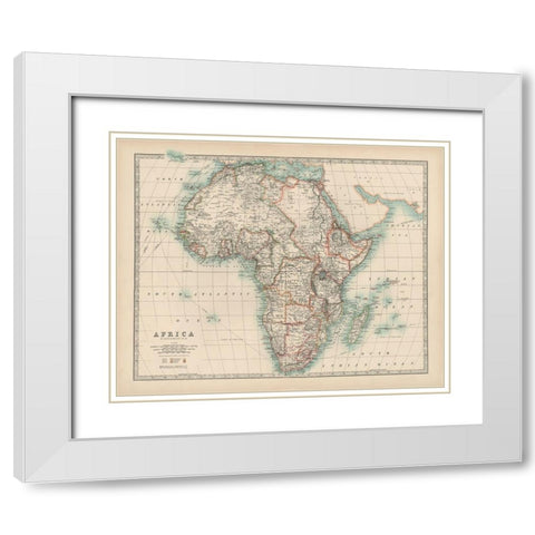 Johnstons Map of Africa White Modern Wood Framed Art Print with Double Matting by Johnston