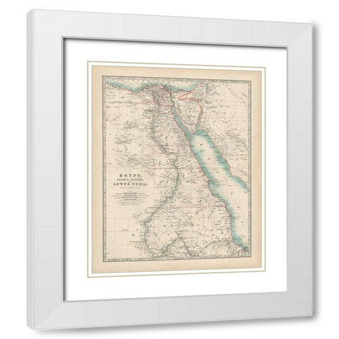 Johnstons Map of Egypt White Modern Wood Framed Art Print with Double Matting by Johnston