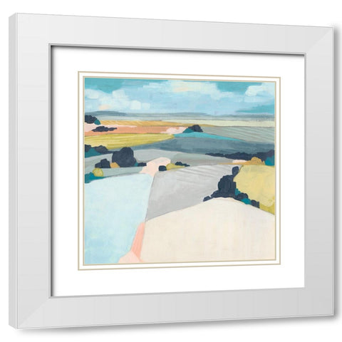 Chromatic Fields I White Modern Wood Framed Art Print with Double Matting by Vess, June Erica