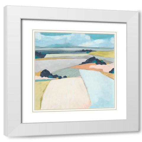 Chromatic Fields II White Modern Wood Framed Art Print with Double Matting by Vess, June Erica