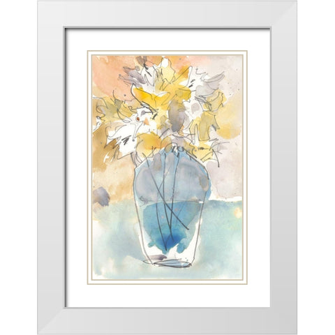 Lilium in Vase II White Modern Wood Framed Art Print with Double Matting by Dixon, Samuel