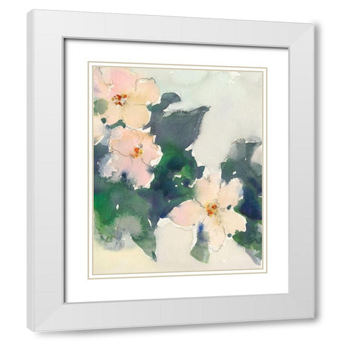 Peach Blooms I White Modern Wood Framed Art Print with Double Matting by Dixon, Samuel