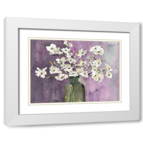 Flowers on Viola White Modern Wood Framed Art Print with Double Matting by Dixon, Samuel
