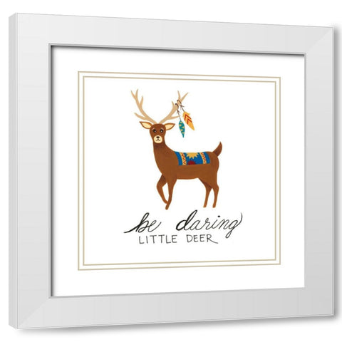 Woodland Warriors III White Modern Wood Framed Art Print with Double Matting by Moore, Regina