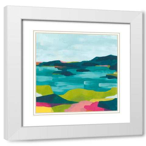 Kaleidoscope Coast I White Modern Wood Framed Art Print with Double Matting by Vess, June Erica