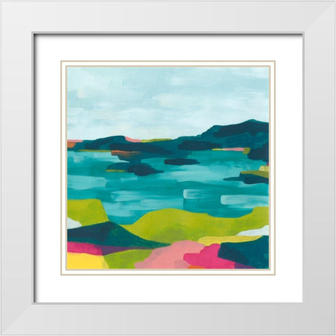 Kaleidoscope Coast I White Modern Wood Framed Art Print with Double Matting by Vess, June Erica