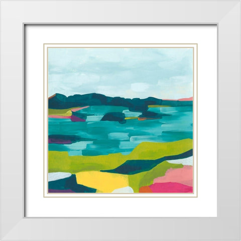Kaleidoscope Coast II White Modern Wood Framed Art Print with Double Matting by Vess, June Erica