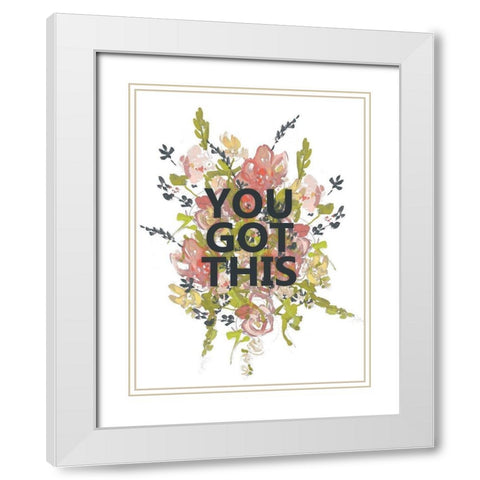 Empower Flowers I White Modern Wood Framed Art Print with Double Matting by Goldberger, Jennifer