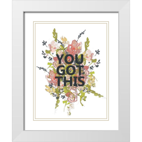 Empower Flowers I White Modern Wood Framed Art Print with Double Matting by Goldberger, Jennifer