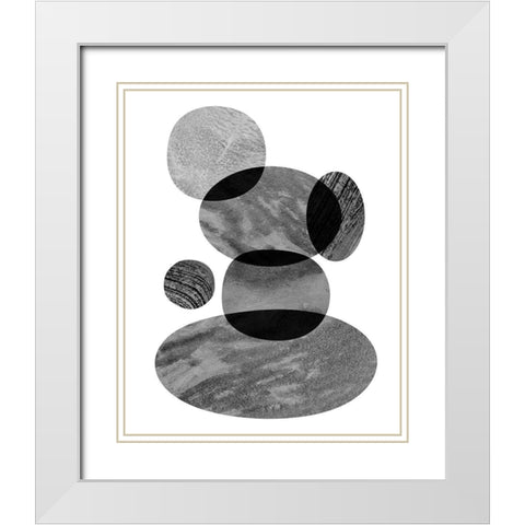 Moving Orbs II White Modern Wood Framed Art Print with Double Matting by Sizemore, Natalie