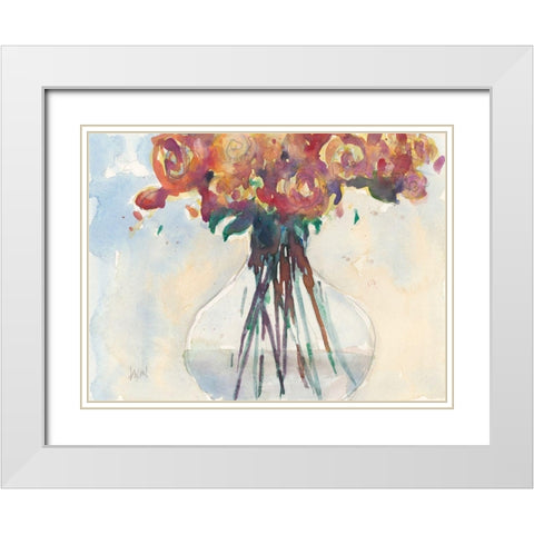 Faded Roses II White Modern Wood Framed Art Print with Double Matting by Dixon, Samuel