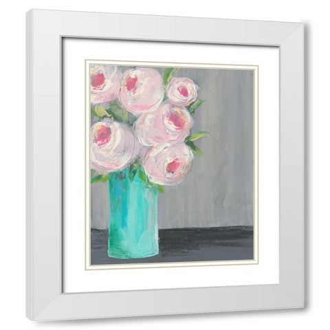 Sorbet Floral I White Modern Wood Framed Art Print with Double Matting by Moore, Regina