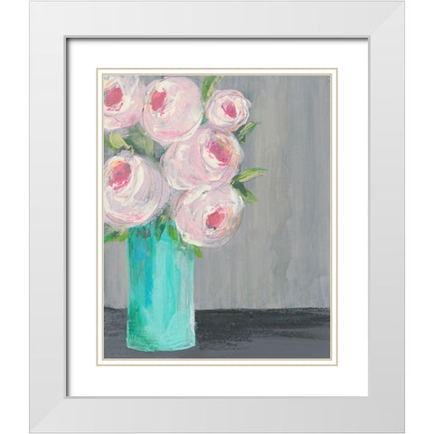 Sorbet Floral I White Modern Wood Framed Art Print with Double Matting by Moore, Regina