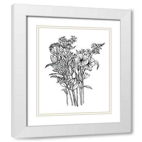 Black and White Bouquet II White Modern Wood Framed Art Print with Double Matting by Scarvey, Emma