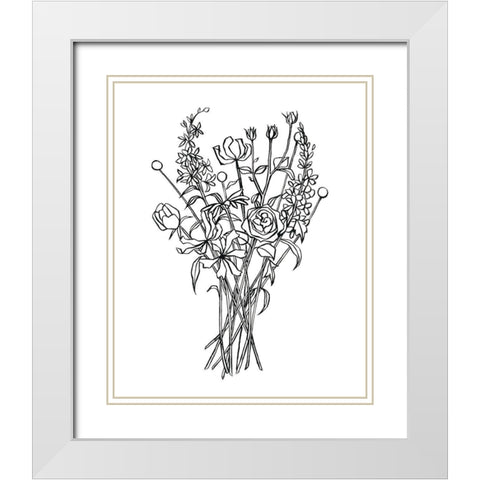 Black and White Bouquet III White Modern Wood Framed Art Print with Double Matting by Scarvey, Emma