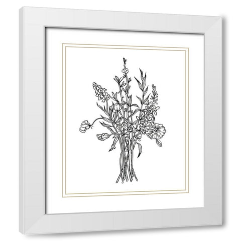 Black and White Bouquet IV White Modern Wood Framed Art Print with Double Matting by Scarvey, Emma