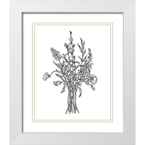 Black and White Bouquet IV White Modern Wood Framed Art Print with Double Matting by Scarvey, Emma