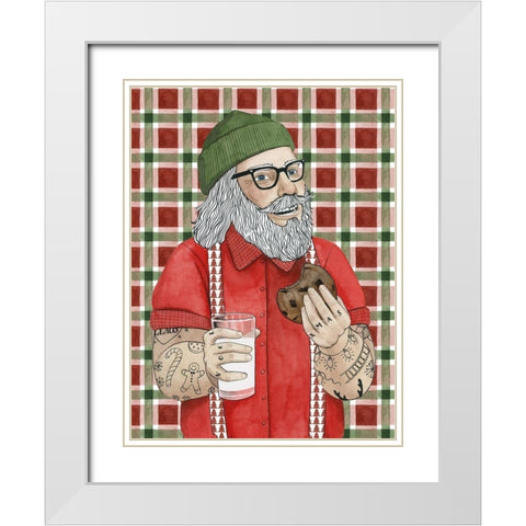 Hipster Santa I White Modern Wood Framed Art Print with Double Matting by Popp, Grace