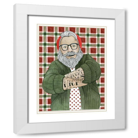 Hipster Santa II White Modern Wood Framed Art Print with Double Matting by Popp, Grace
