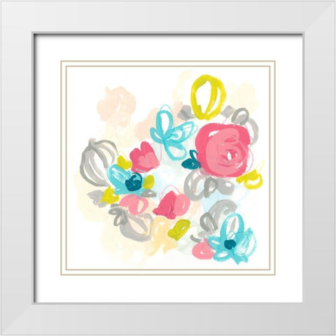Floral Scatter II White Modern Wood Framed Art Print with Double Matting by Vess, June Erica